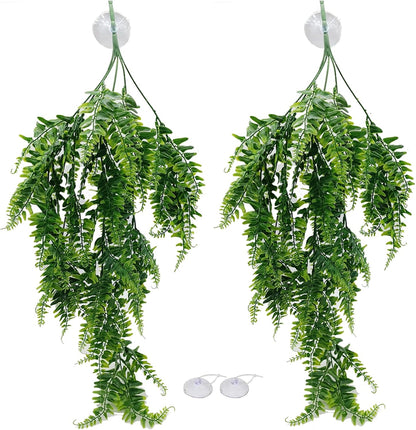Reptile Plants for Bearded Dragon Tank Accessories, Terrarium Plant Artificial Decor for Snake Cage, Fake Plant for Leopard Gecko Habitat, Lizard Chameleon Ball Pythons (Group BN)