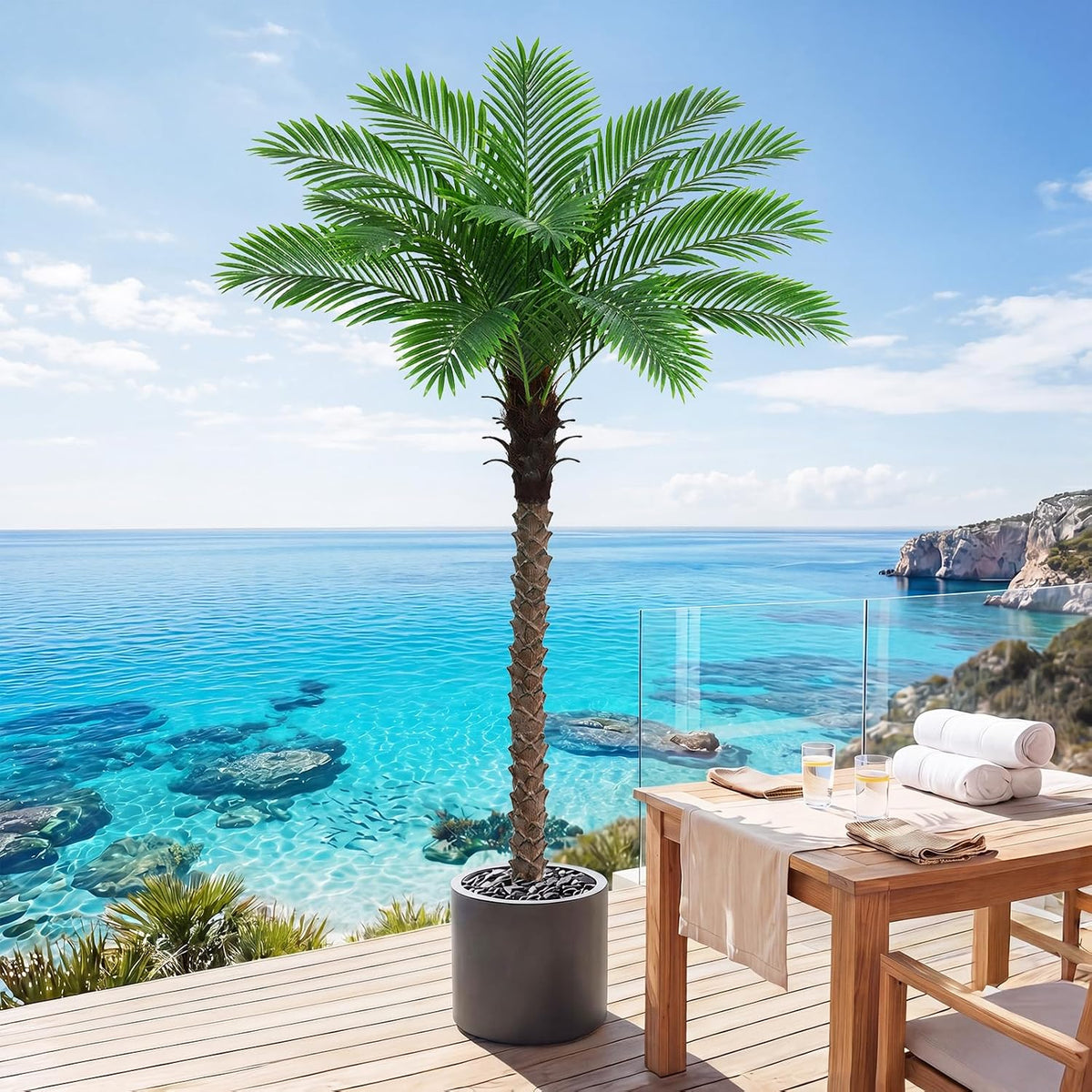 6FT Artificial Phoenix Palm Tree for Outdoors, Tall Fake Palm Tree