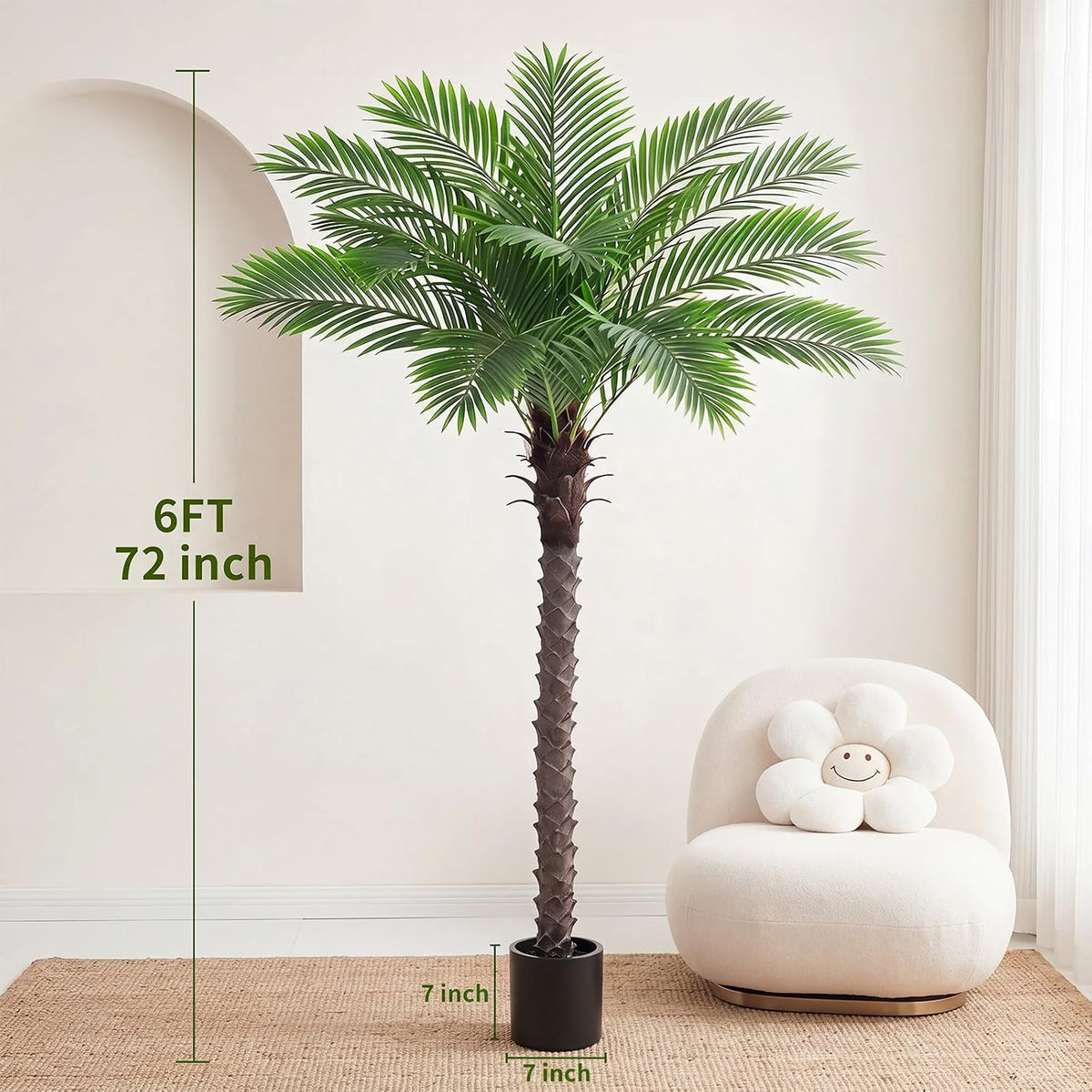 6FT Artificial Phoenix Palm Tree for Outdoors, Tall Fake Palm Tree