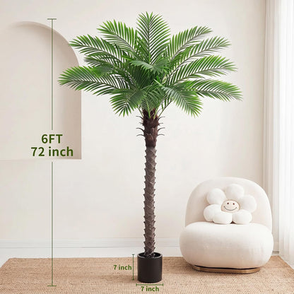 6FT Artificial Phoenix Palm Tree for Outdoors, Tall Fake Palm Tree