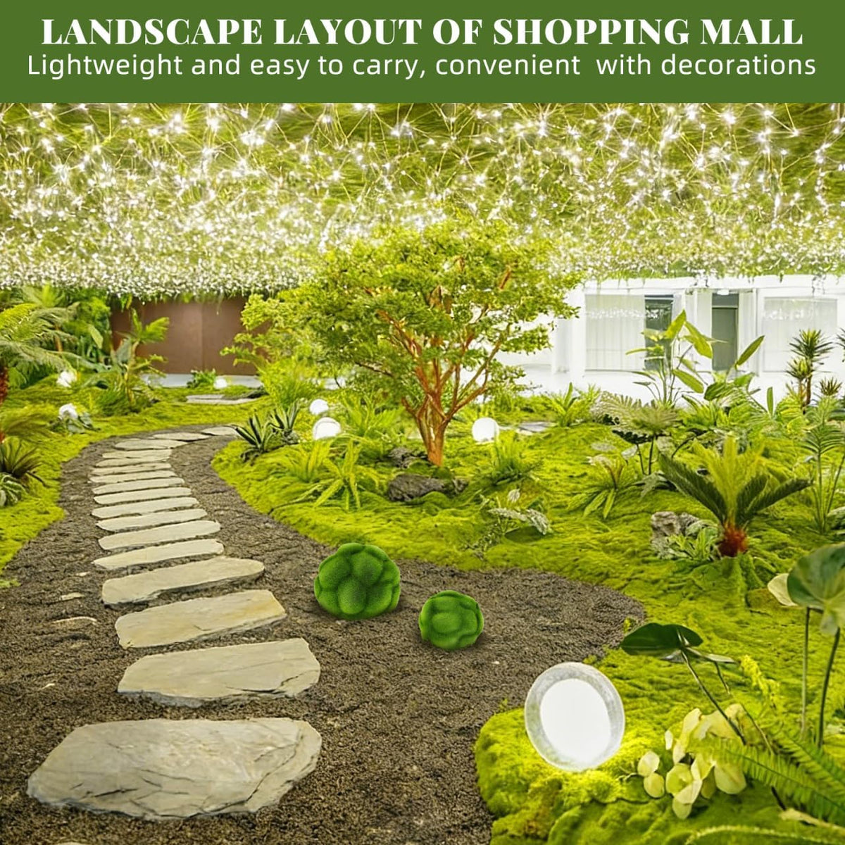 Artificial Balls 4.72in Simulated Mossy Ball Ornament Decorative Balls for Home Garden Indoor Outdoor Lightweight Fade-Resistant Set of 2