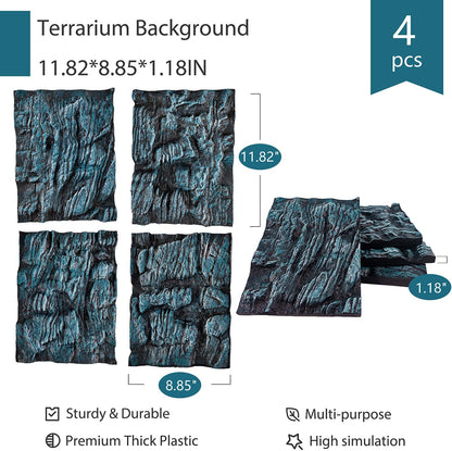 17.7x11.8in Rock Terrarium Background,3D Reptile Tank Background Board,Amphibian Stereo Backdrop Wall,Lizard Snake Gecko Spider Fish pet silo Background Decorative Panel(Paleyellow)