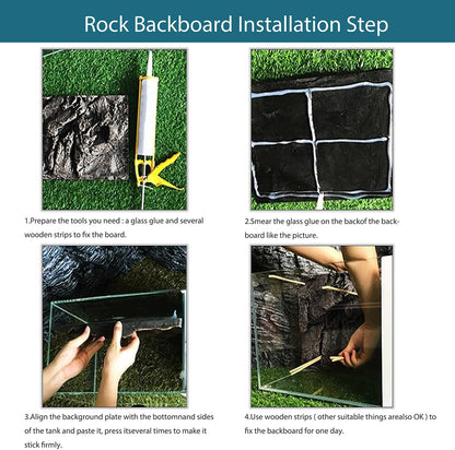 17.7x11.8in Rock Terrarium Background,3D Reptile Tank Background Board,Amphibian Stereo Backdrop Wall,Lizard Snake Gecko Spider Fish pet silo Background Decorative Panel(Paleyellow)