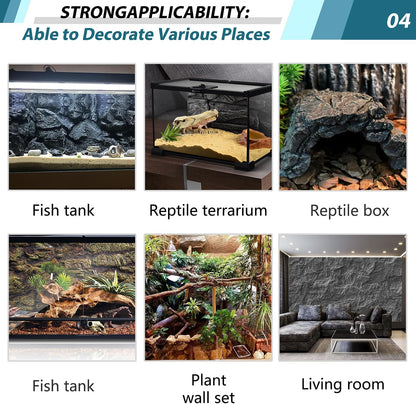 17.7x11.8in Rock Terrarium Background,3D Reptile Tank Background Board,Amphibian Stereo Backdrop Wall,Lizard Snake Gecko Spider Fish pet silo Background Decorative Panel(Paleyellow)