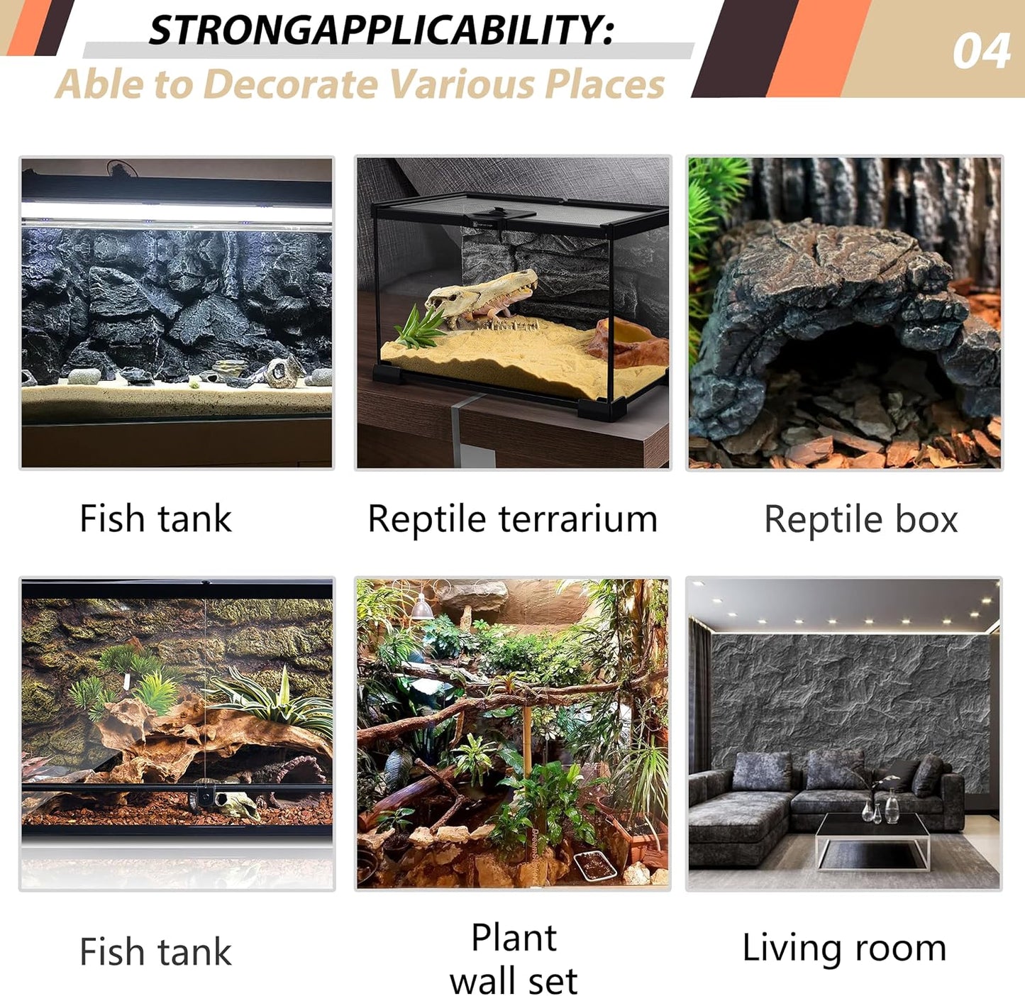 17.7x11.8in Rock Terrarium Background,3D Reptile Tank Background Board,Amphibian Stereo Backdrop Wall,Lizard Snake Gecko Spider Fish pet silo Background Decorative Panel(Paleyellow)