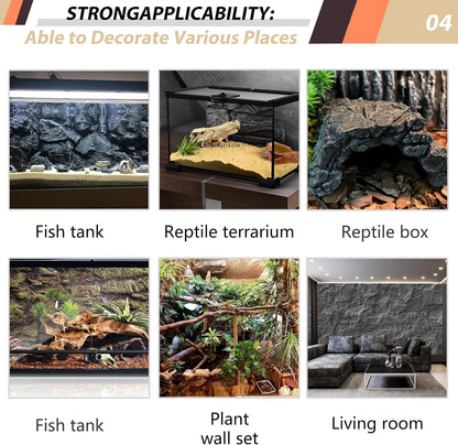 17.7x11.8in Rock Terrarium Background,3D Reptile Tank Background Board,Amphibian Stereo Backdrop Wall,Lizard Snake Gecko Spider Fish pet silo Background Decorative Panel(Paleyellow)