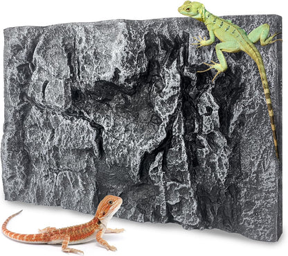 17.7x11.8in Rock Terrarium Background,3D Reptile Tank Background Board,Amphibian Stereo Backdrop Wall,Lizard Snake Gecko Spider Fish pet silo Background Decorative Panel(Paleyellow)