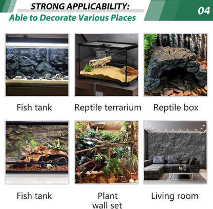 17.7x11.8in Rock Terrarium Background,3D Reptile Tank Background Board,Amphibian Stereo Backdrop Wall,Lizard Snake Gecko Spider Fish pet silo Background Decorative Panel(Paleyellow)