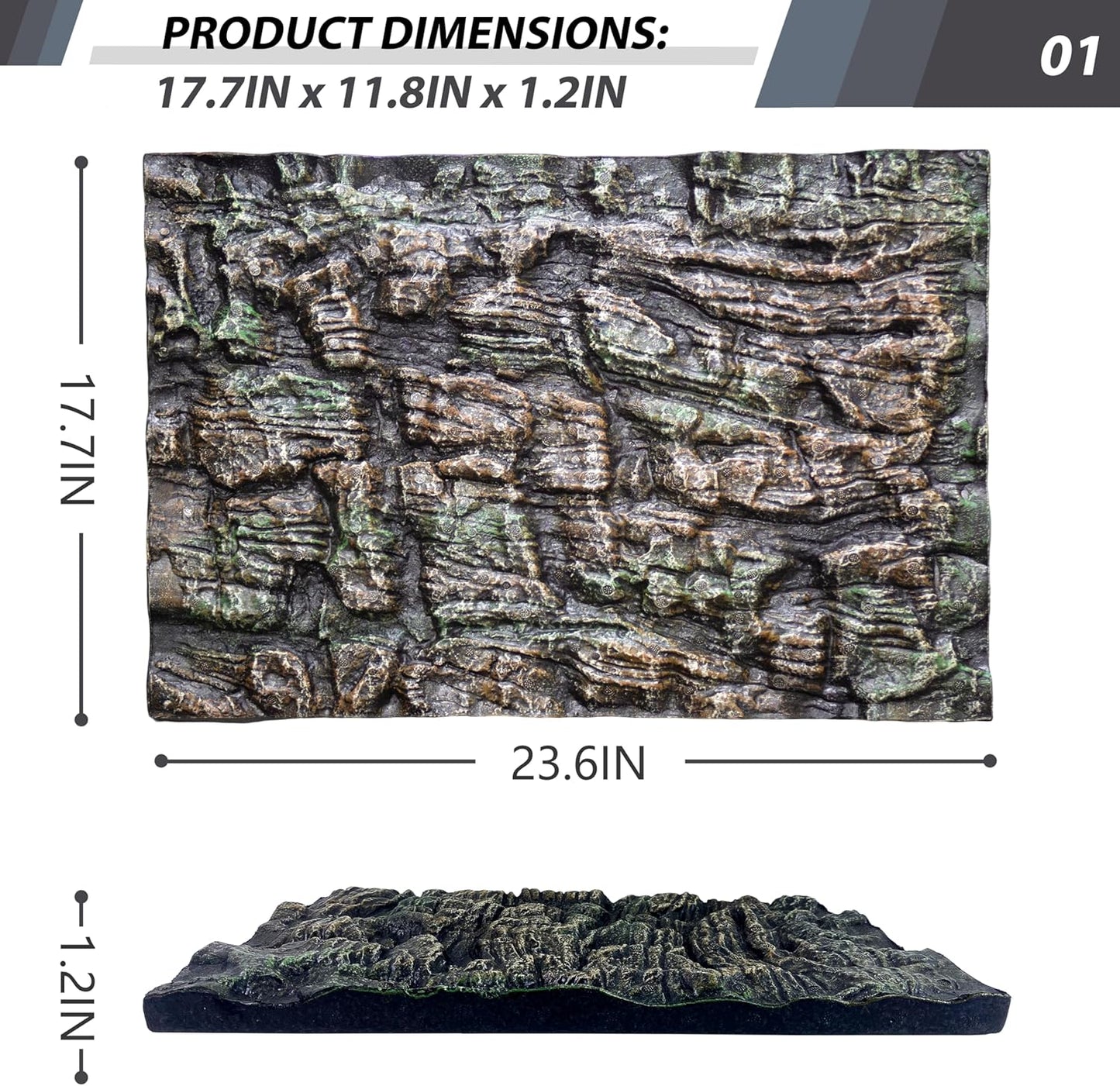 17.7x11.8in Rock Terrarium Background,3D Reptile Tank Background Board,Amphibian Stereo Backdrop Wall,Lizard Snake Gecko Spider Fish pet silo Background Decorative Panel(Paleyellow)