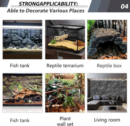 17.7x11.8in Rock Terrarium Background,3D Reptile Tank Background Board,Amphibian Stereo Backdrop Wall,Lizard Snake Gecko Spider Fish pet silo Background Decorative Panel(Paleyellow)