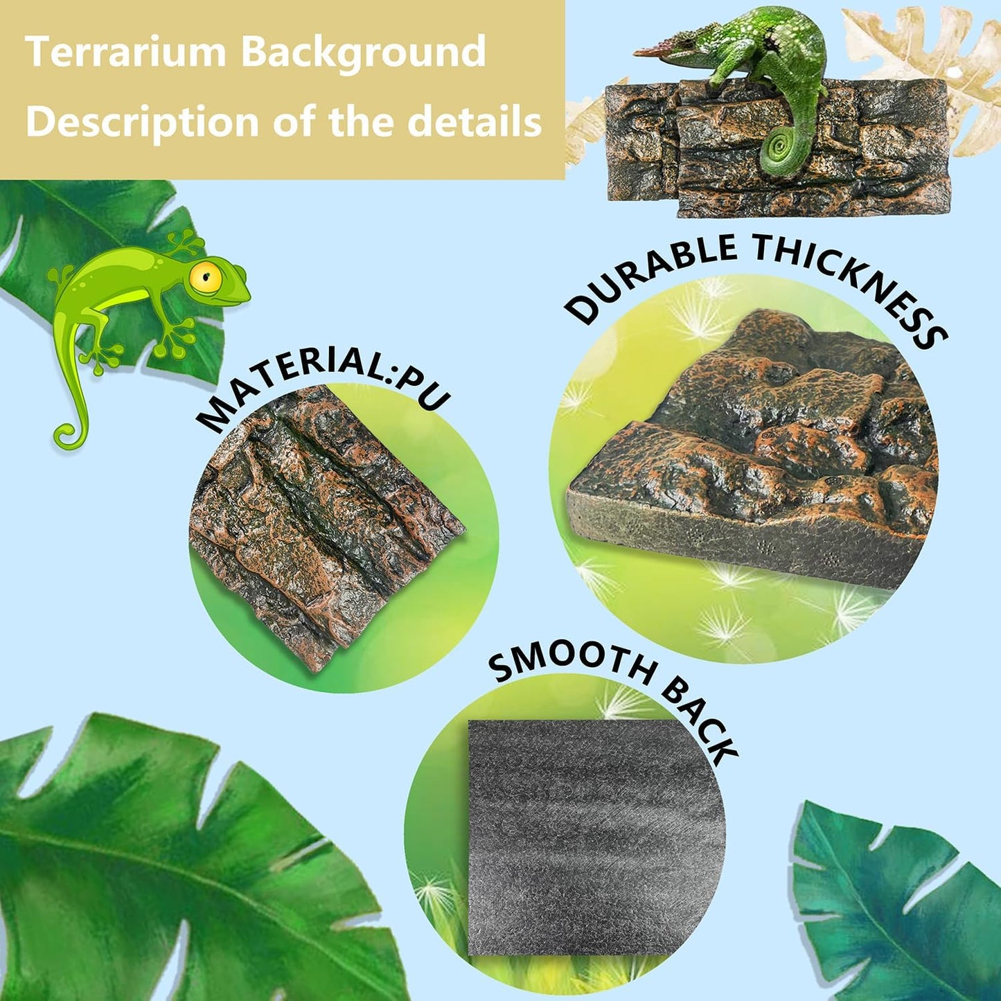 17.7x11.8in Rock Terrarium Background,3D Reptile Tank Background Board,Amphibian Stereo Backdrop Wall,Lizard Snake Gecko Spider Fish pet silo Background Decorative Panel(Paleyellow)