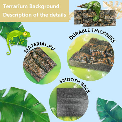 17.7x11.8in Rock Terrarium Background,3D Reptile Tank Background Board,Amphibian Stereo Backdrop Wall,Lizard Snake Gecko Spider Fish pet silo Background Decorative Panel(Paleyellow)