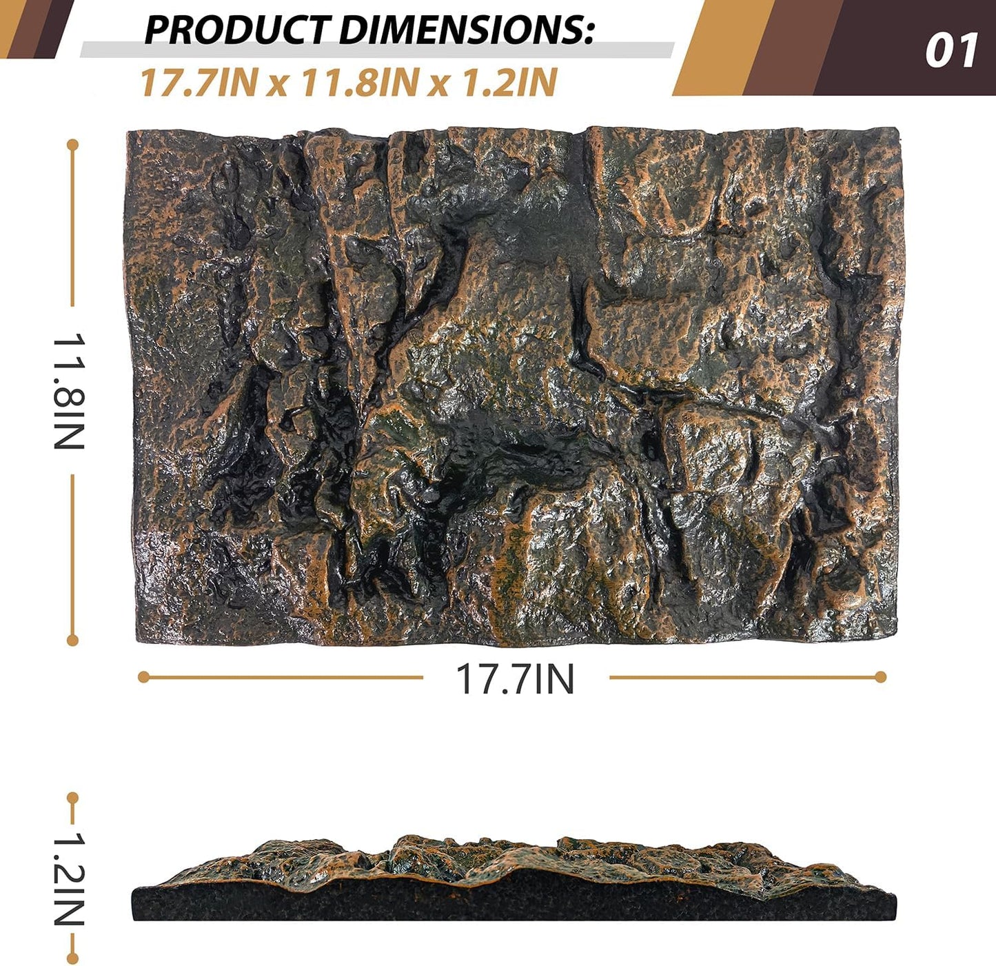 17.7x11.8in Rock Terrarium Background,3D Reptile Tank Background Board,Amphibian Stereo Backdrop Wall,Lizard Snake Gecko Spider Fish pet silo Background Decorative Panel(Paleyellow)