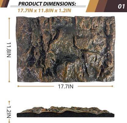 17.7x11.8in Rock Terrarium Background,3D Reptile Tank Background Board,Amphibian Stereo Backdrop Wall,Lizard Snake Gecko Spider Fish pet silo Background Decorative Panel(Paleyellow)