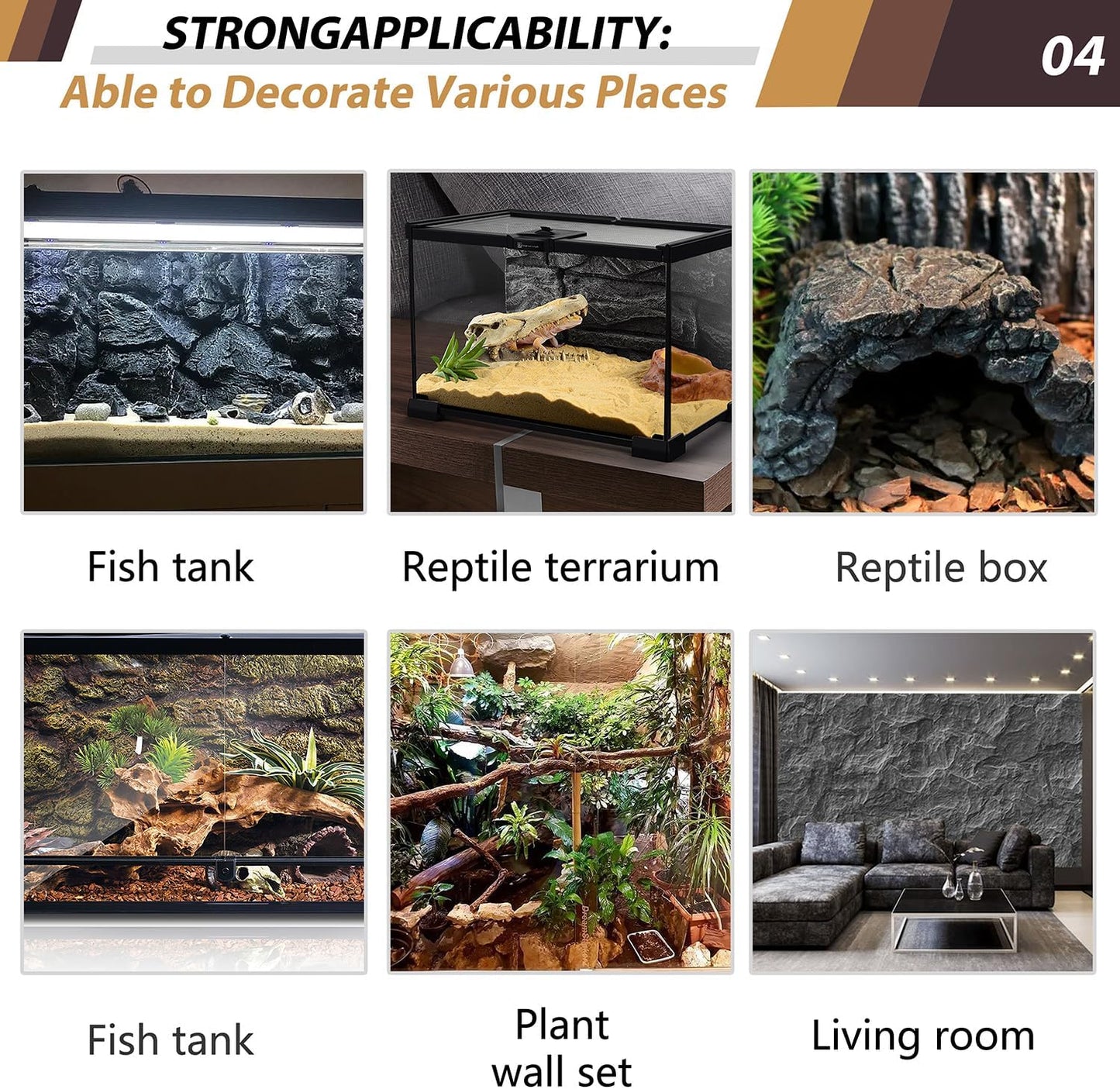 17.7x11.8in Rock Terrarium Background,3D Reptile Tank Background Board,Amphibian Stereo Backdrop Wall,Lizard Snake Gecko Spider Fish pet silo Background Decorative Panel(Paleyellow)