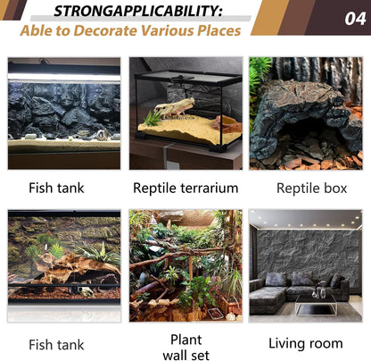 17.7x11.8in Rock Terrarium Background,3D Reptile Tank Background Board,Amphibian Stereo Backdrop Wall,Lizard Snake Gecko Spider Fish pet silo Background Decorative Panel(Paleyellow)