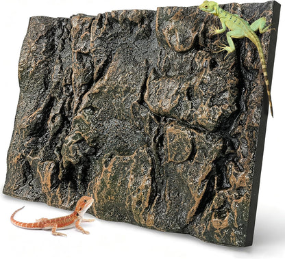 17.7x11.8in Rock Terrarium Background,3D Reptile Tank Background Board,Amphibian Stereo Backdrop Wall,Lizard Snake Gecko Spider Fish pet silo Background Decorative Panel(Paleyellow)