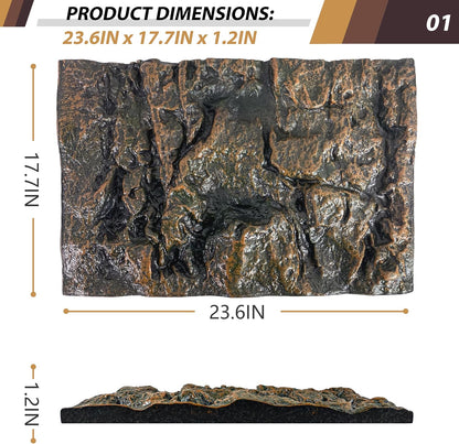 17.7x11.8in Rock Terrarium Background,3D Reptile Tank Background Board,Amphibian Stereo Backdrop Wall,Lizard Snake Gecko Spider Fish pet silo Background Decorative Panel(Paleyellow)