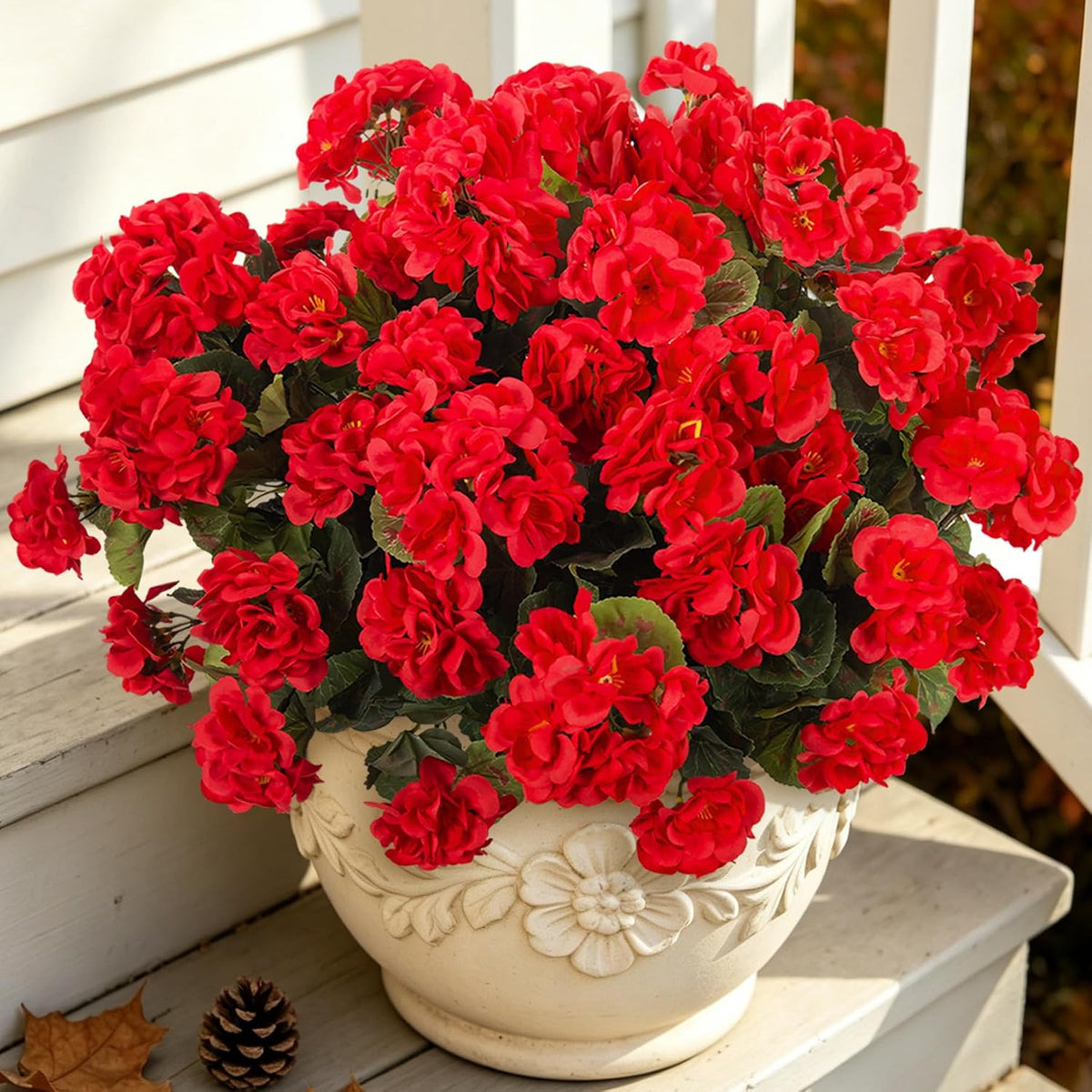 Artificial Geranium Flowers for Outdoors Fall Decoration