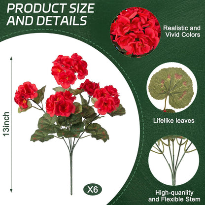 Artificial Geranium Flowers for Outdoors Fall Decoration