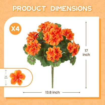 Artificial Geranium Flowers for Outdoors Fall Decoration