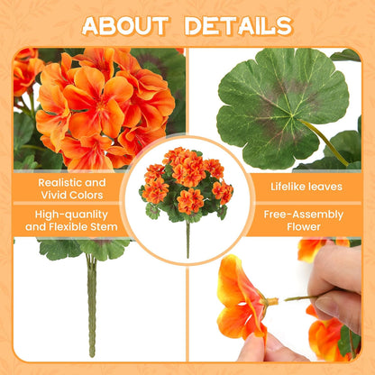 Artificial Geranium Flowers for Outdoors Fall Decoration