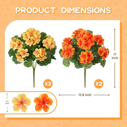 Artificial Geranium Flowers for Outdoors Fall Decoration