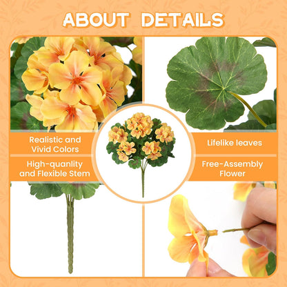 Artificial Geranium Flowers for Outdoors Fall Decoration