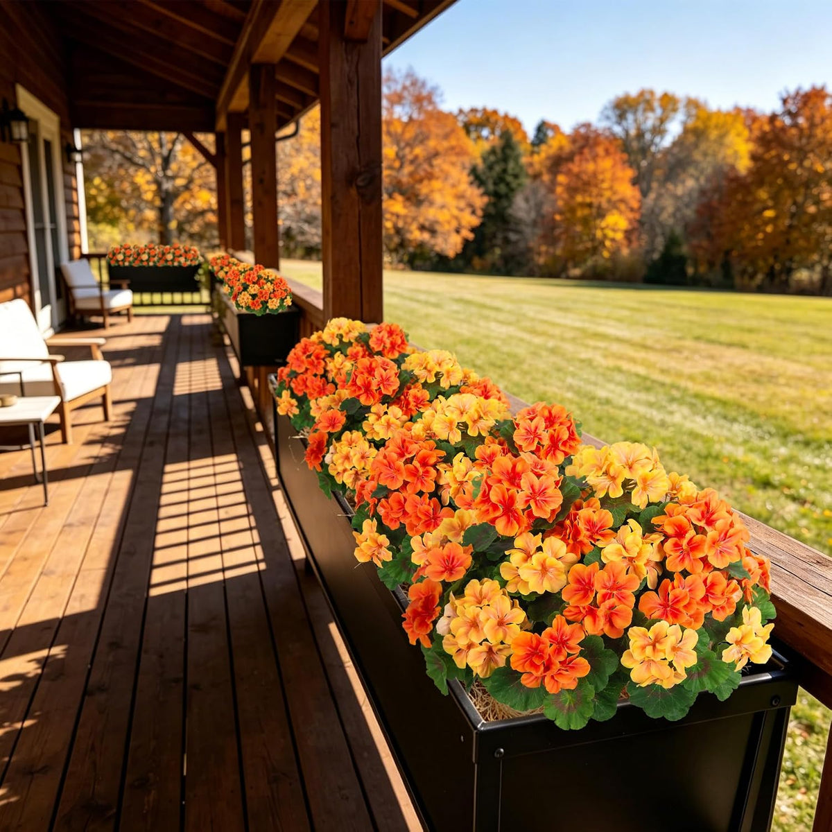 Artificial Geranium Flowers for Outdoors Fall Decoration