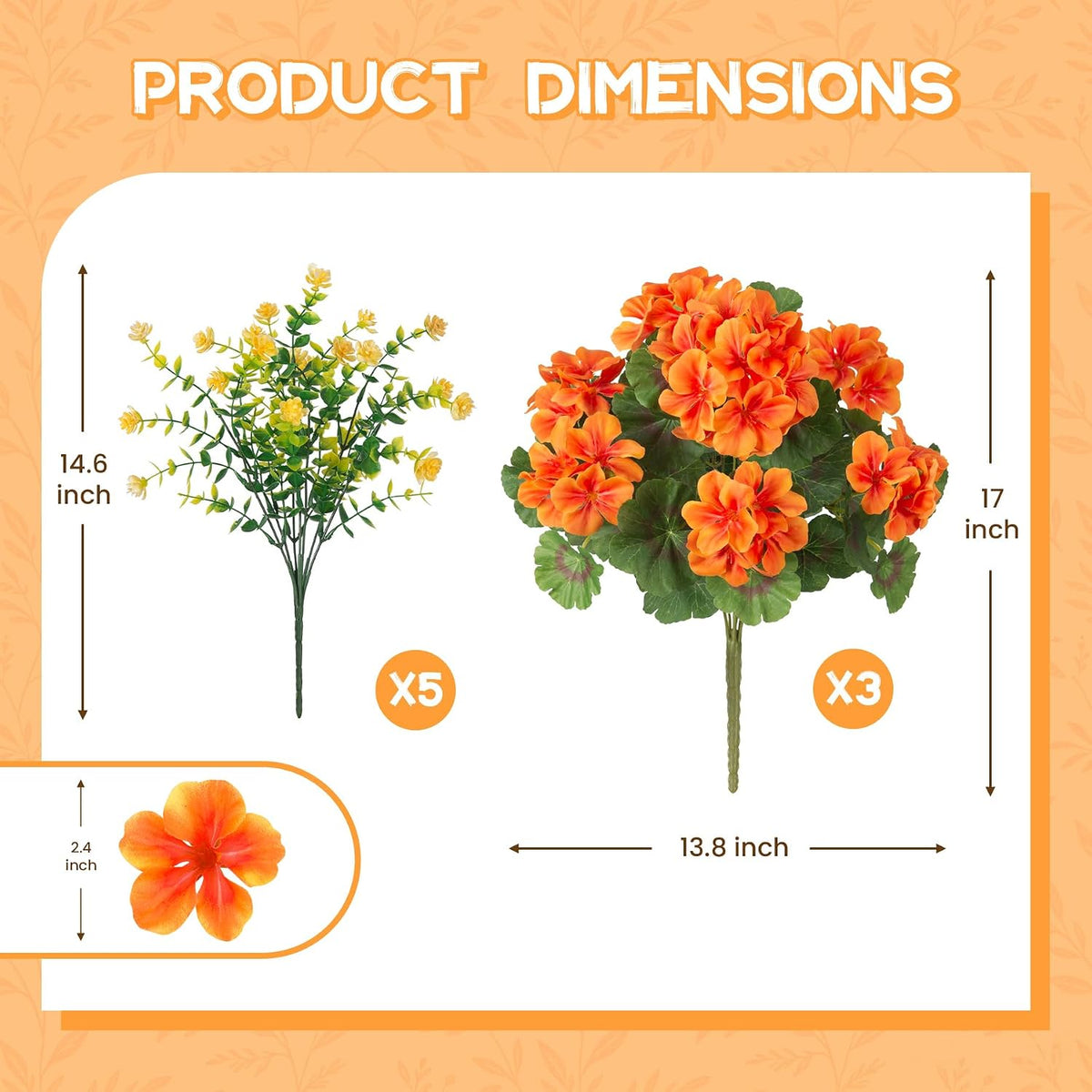 Artificial Geranium Flowers for Outdoors Fall Decoration