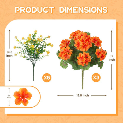 Artificial Geranium Flowers for Outdoors Fall Decoration