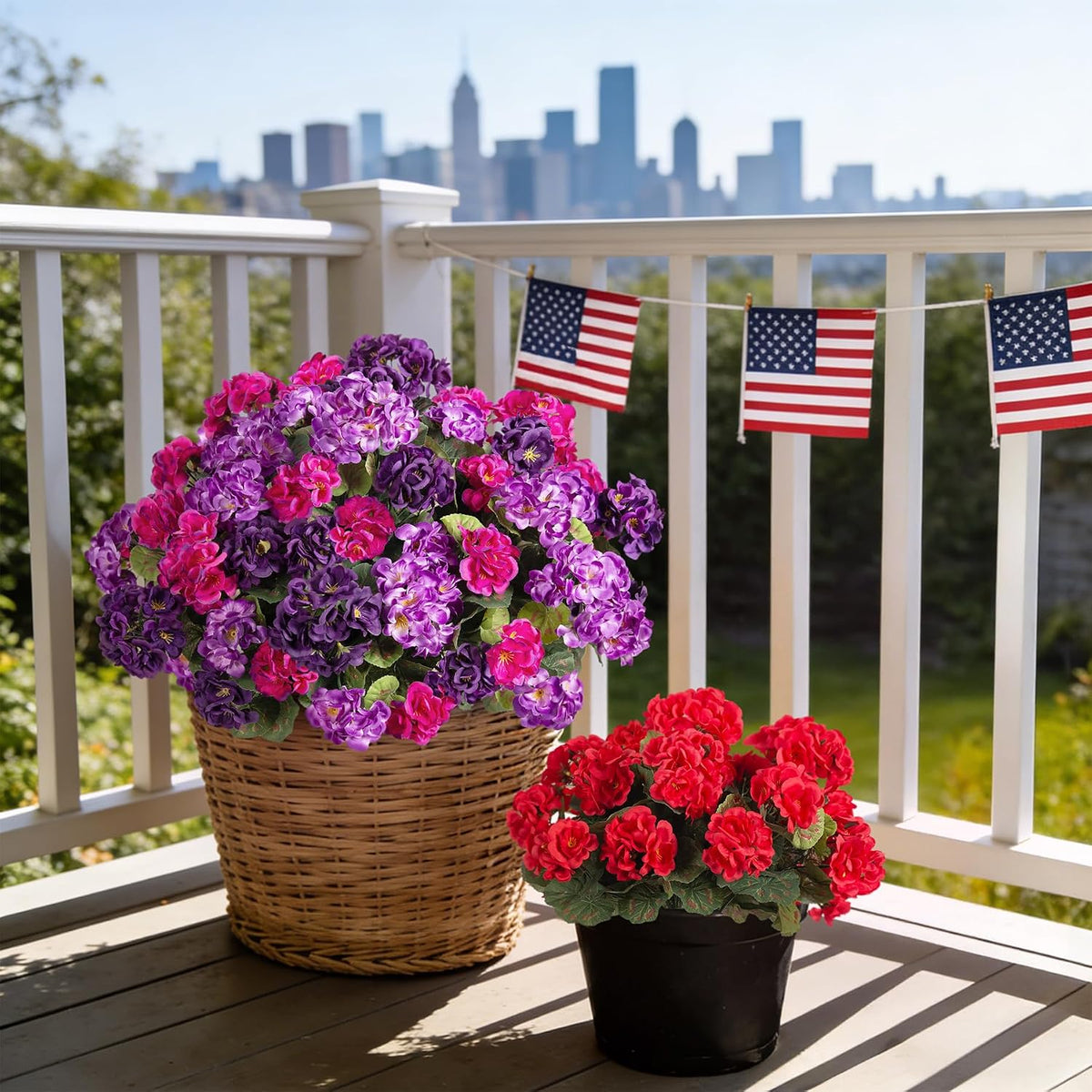 Artificial Geranium Flowers for Outdoors Fall Decoration