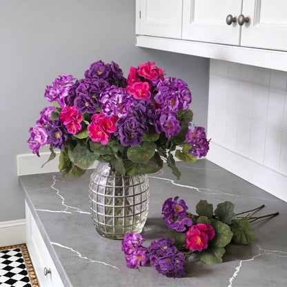 Artificial Geranium Flowers for Outdoors Fall Decoration