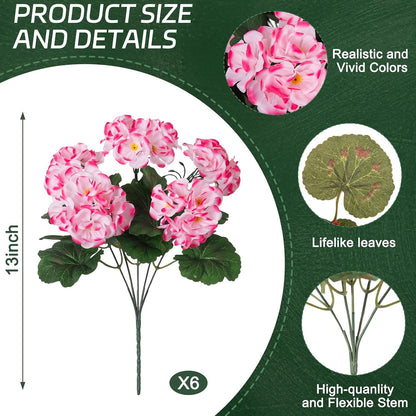 Artificial Geranium Flowers for Outdoors Fall Decoration