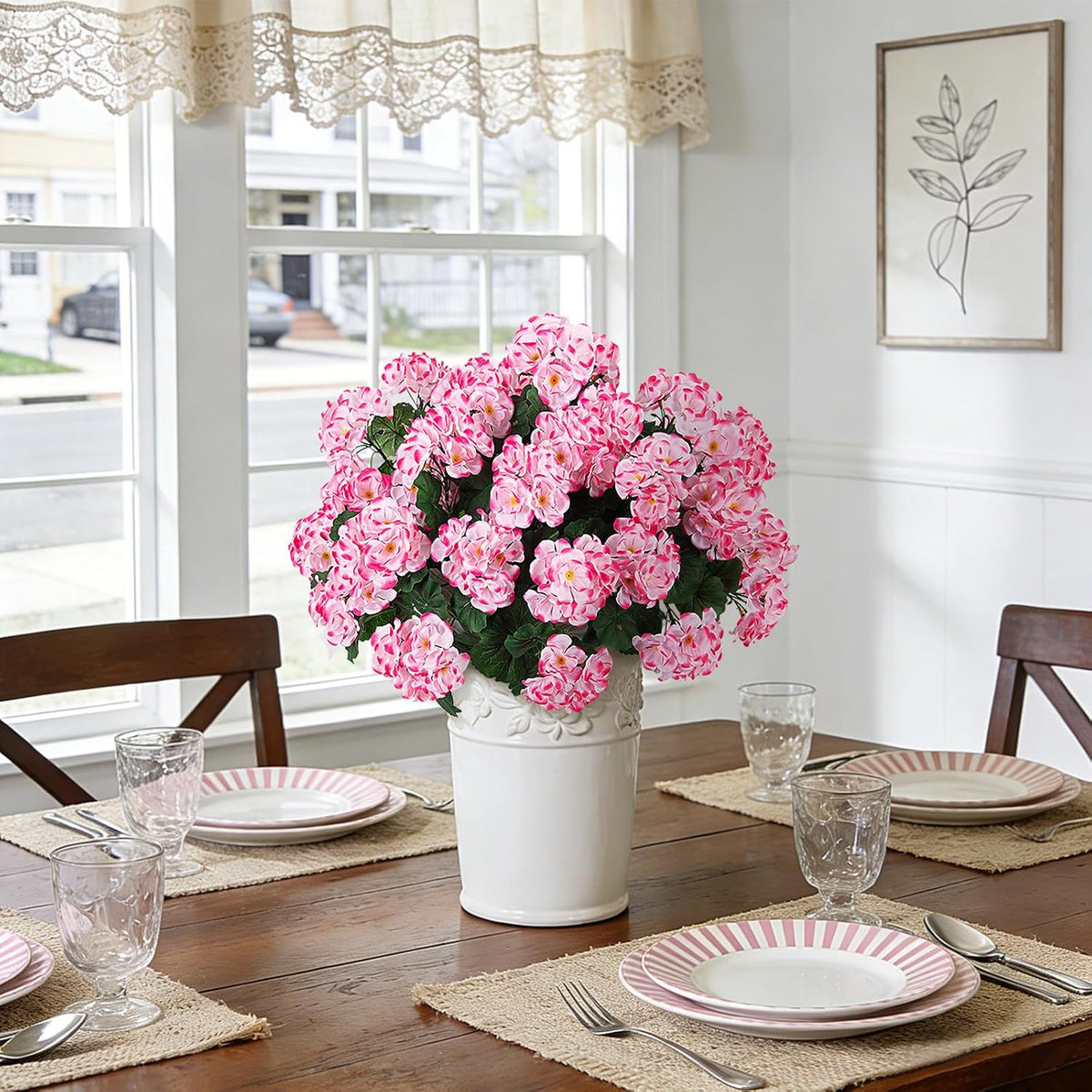 Artificial Geranium Flowers for Outdoors Fall Decoration