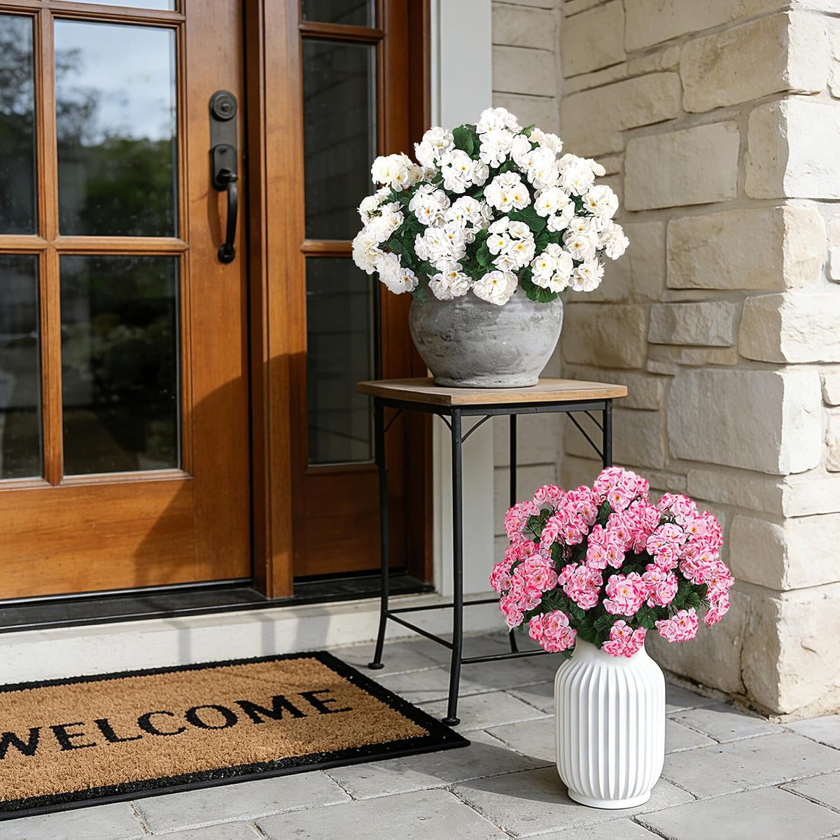 Artificial Geranium Flowers for Outdoors Fall Decoration