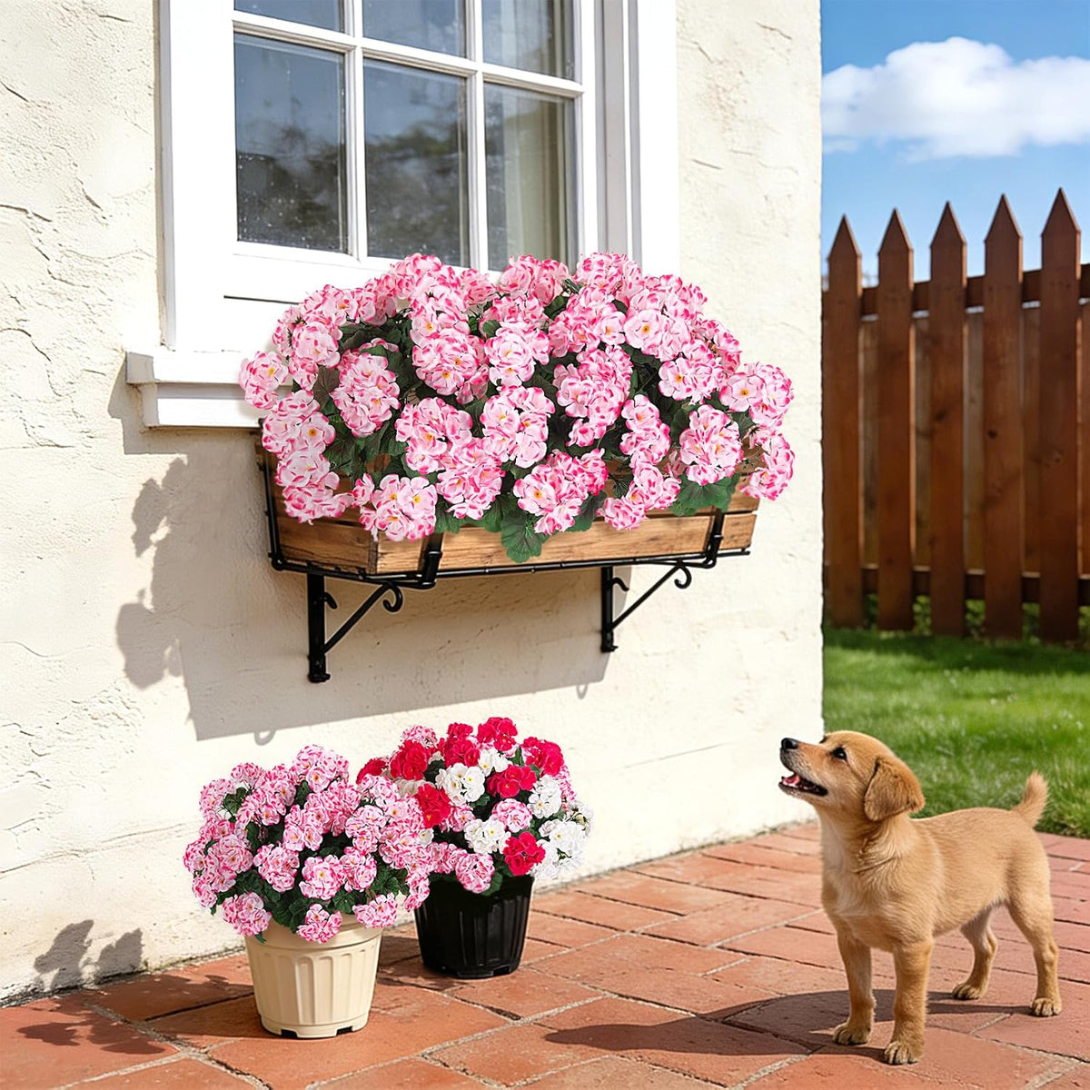 Artificial Geranium Flowers for Outdoors Fall Decoration