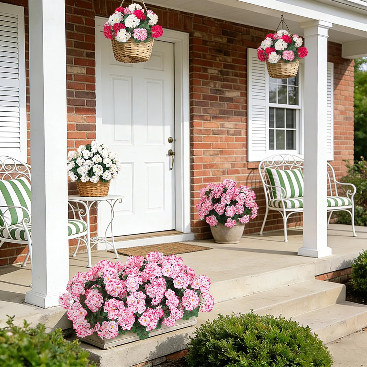 Artificial Geranium Flowers for Outdoors Fall Decoration
