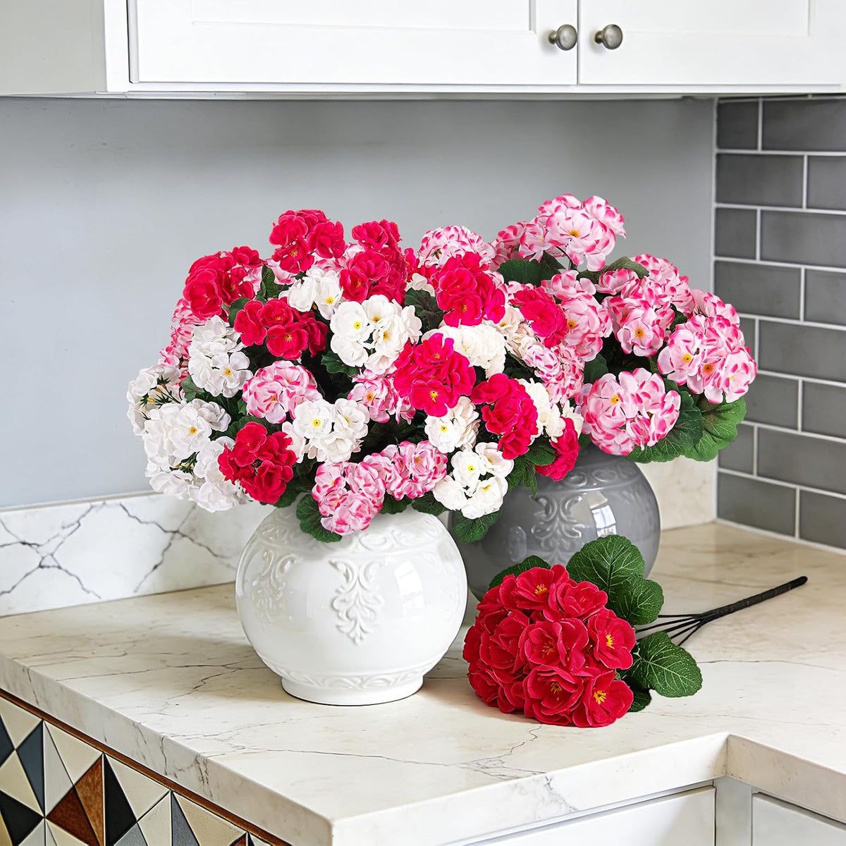 Artificial Geranium Flowers for Outdoors Fall Decoration