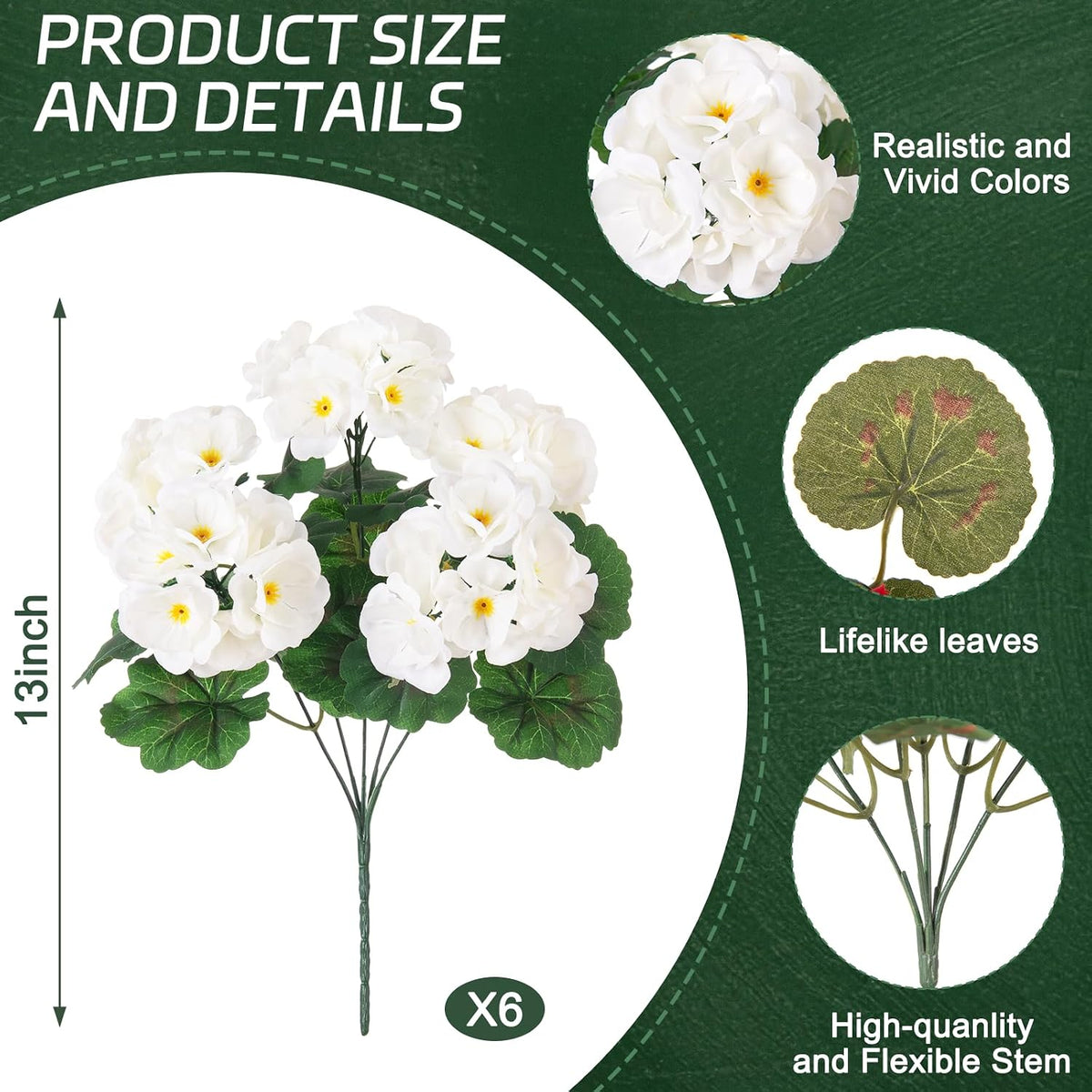 Artificial Geranium Flowers for Outdoors Fall Decoration