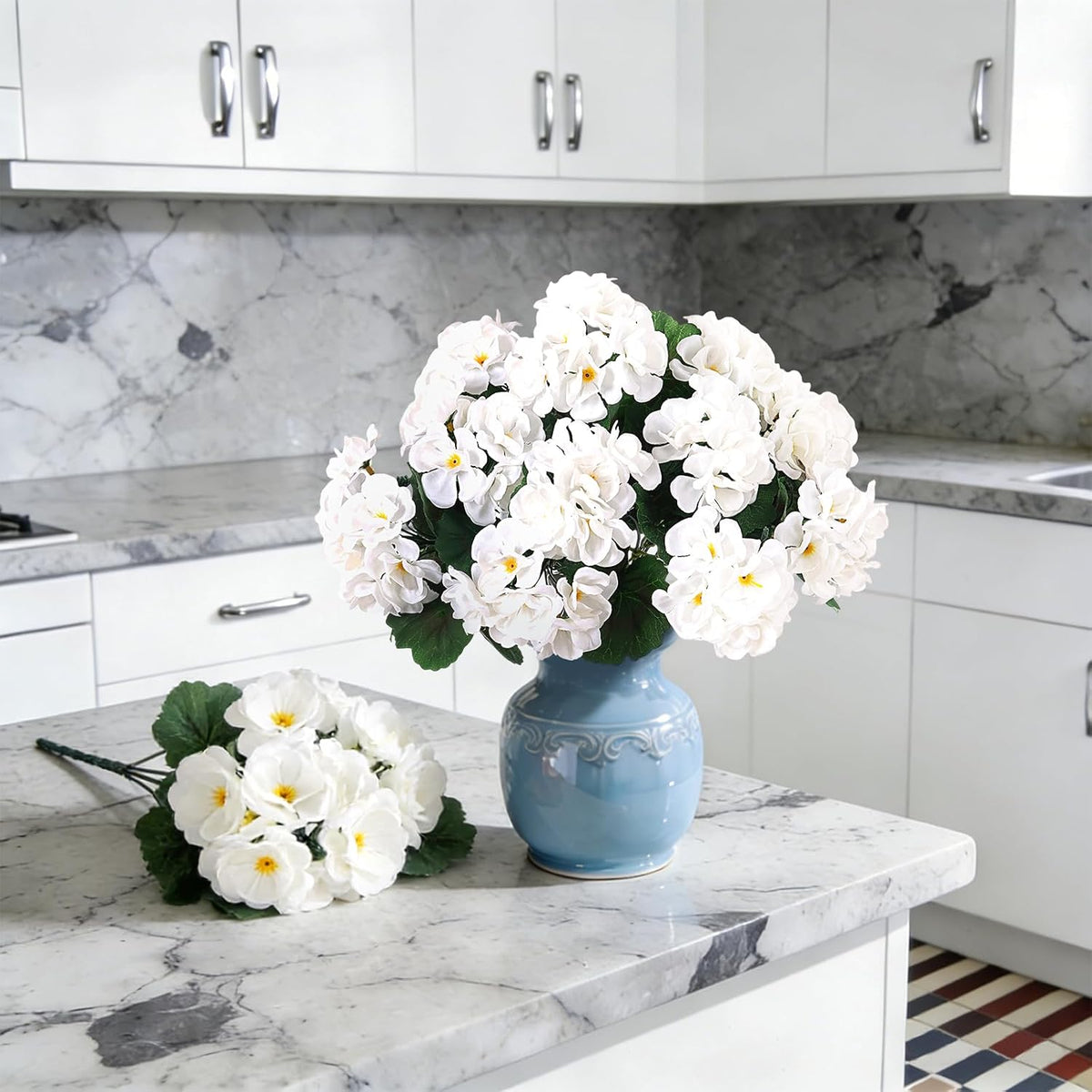 Artificial Geranium Flowers for Outdoors Fall Decoration