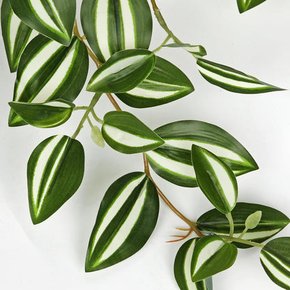 Artificial Potted Plant Indoor, 17.7" Faux Watermelon Peperomia Trailing Plant in White Plastic Pot Realistic Fake Cascading Greenery for Shelf Bathroom Office Desk Tabletop Home Decor