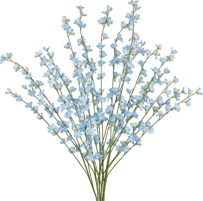 6 Pcs Artificial Forsythia Branches Fake Wildflowers Baby Blue 41" Silk Flowers with Long Stems Faux Spring Flowers for Tall Vase Indoor Home Decor Table Centerpieces Party Wedding Outdoor