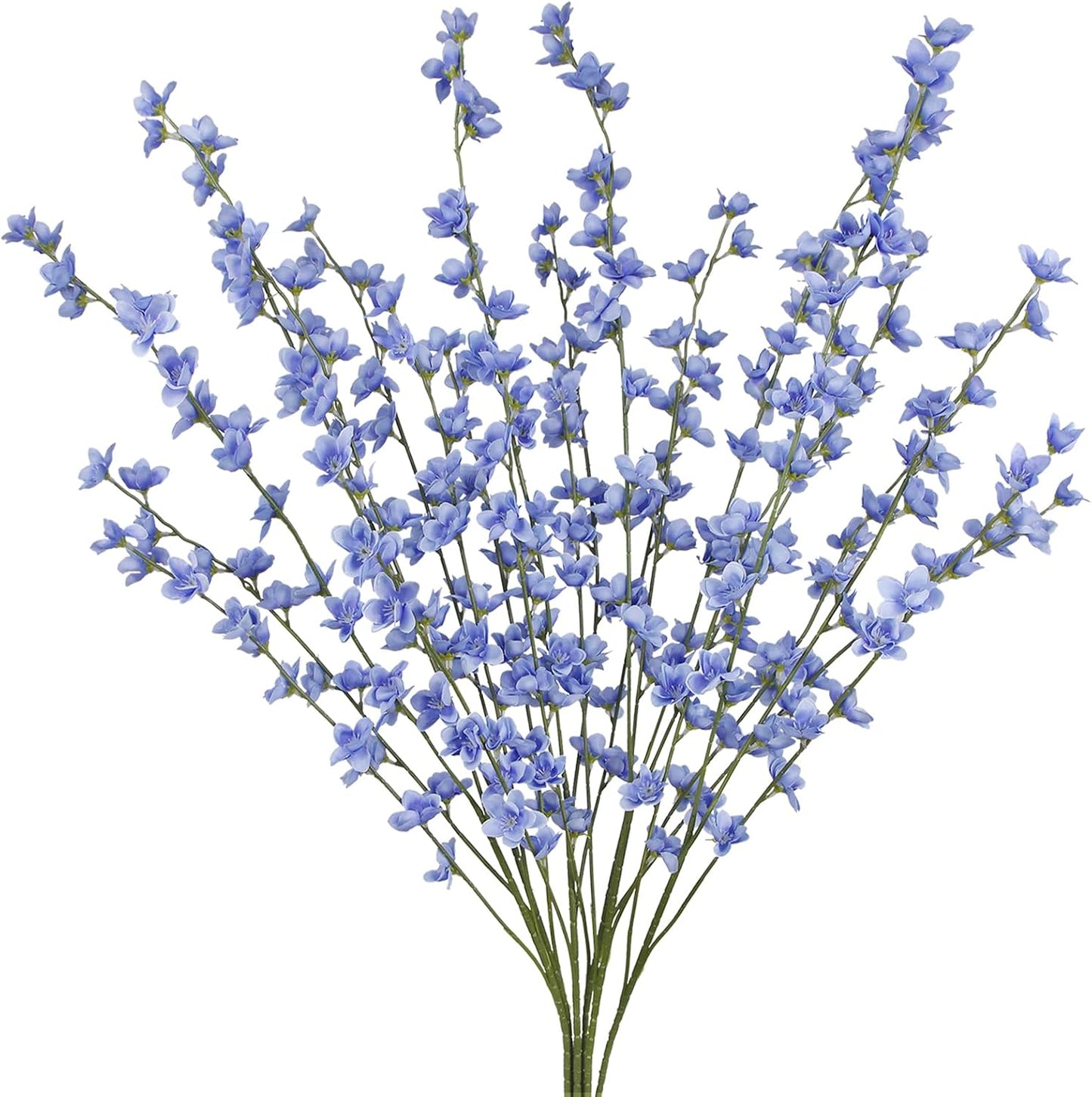 6 Pcs Artificial Forsythia Branches Fake Wildflowers Baby Blue 41" Silk Flowers with Long Stems Faux Spring Flowers for Tall Vase Indoor Home Decor Table Centerpieces Party Wedding Outdoor