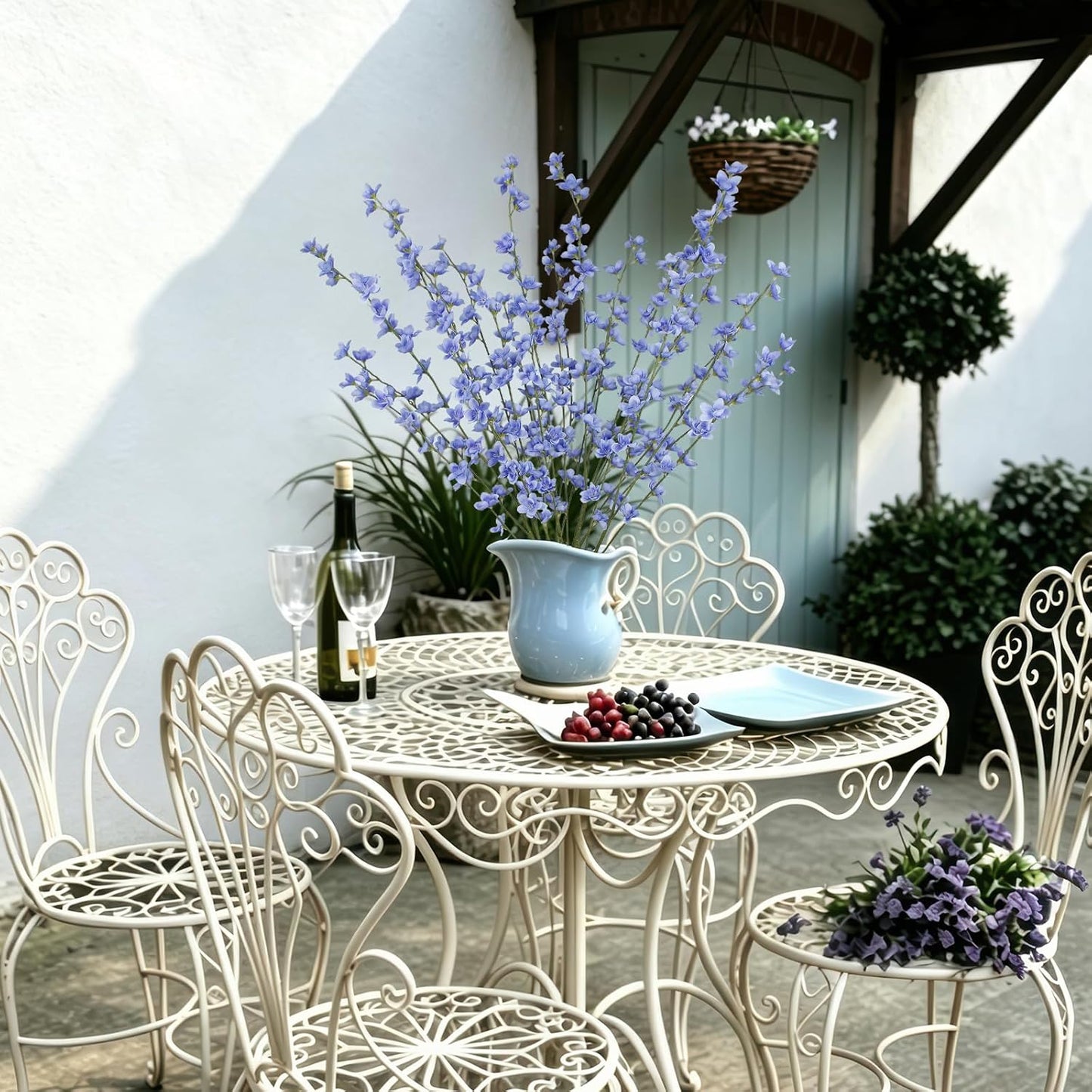 6 Pcs Artificial Forsythia Branches Fake Wildflowers Baby Blue 41" Silk Flowers with Long Stems Faux Spring Flowers for Tall Vase Indoor Home Decor Table Centerpieces Party Wedding Outdoor