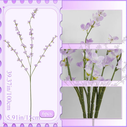 6 Pcs Artificial Forsythia Branches Fake Wildflowers Baby Blue 41" Silk Flowers with Long Stems Faux Spring Flowers for Tall Vase Indoor Home Decor Table Centerpieces Party Wedding Outdoor