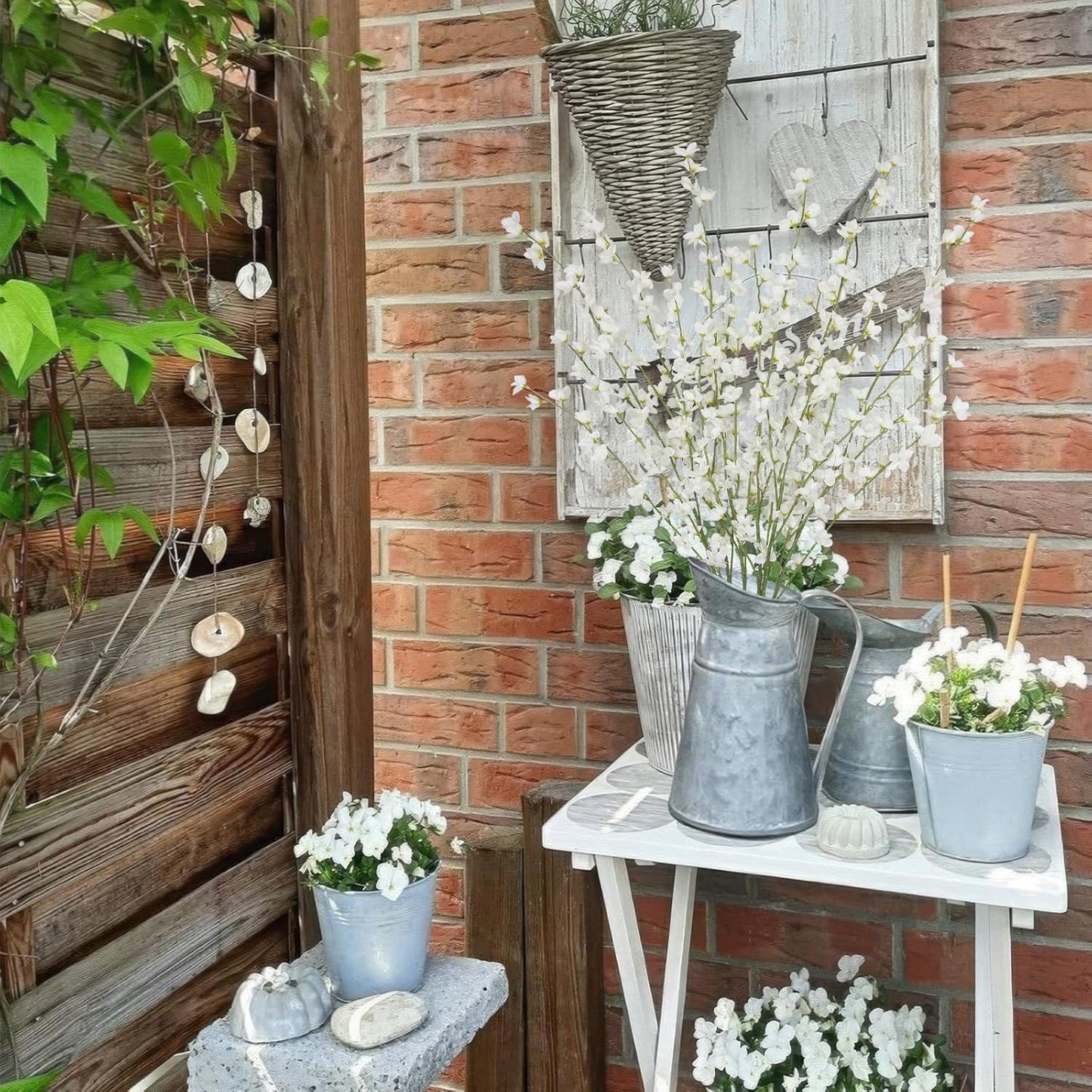 6 Pcs Artificial Forsythia Branches Fake Wildflowers Baby Blue 41" Silk Flowers with Long Stems Faux Spring Flowers for Tall Vase Indoor Home Decor Table Centerpieces Party Wedding Outdoor