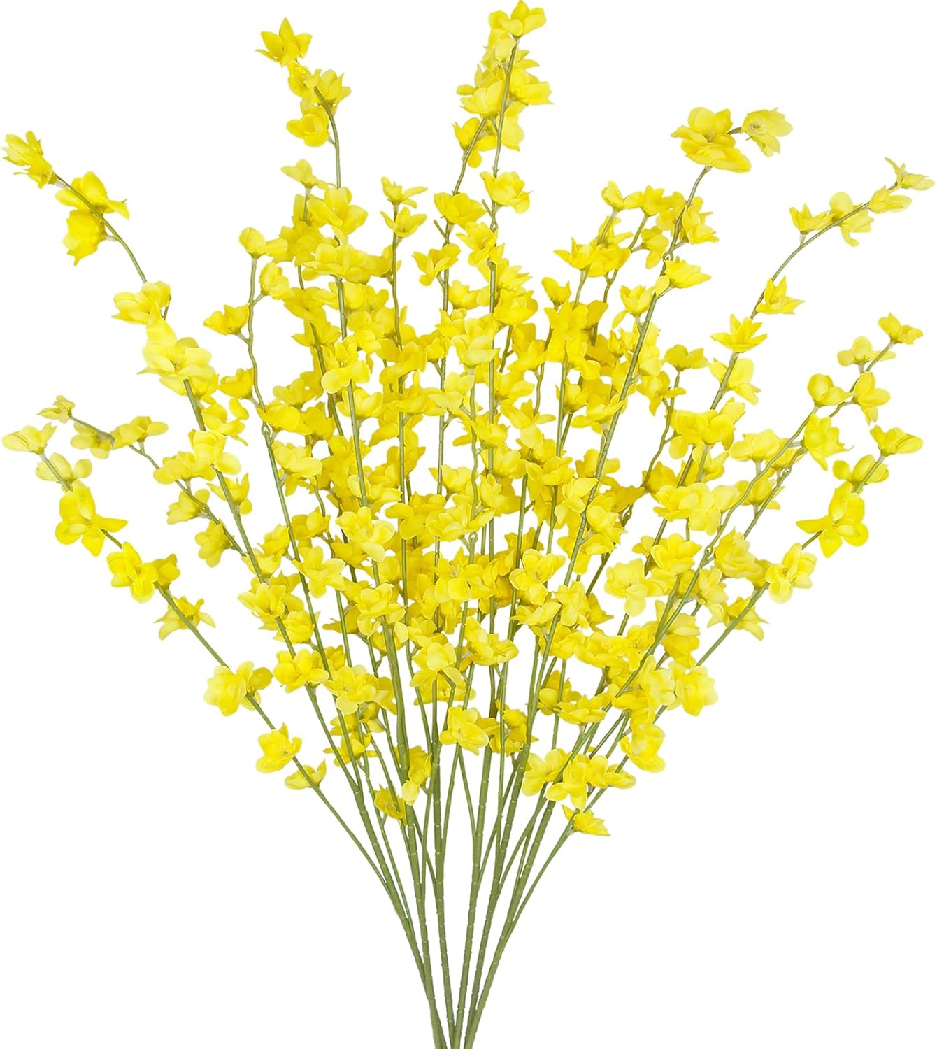 6 Pcs Artificial Forsythia Branches Fake Wildflowers Baby Blue 41" Silk Flowers with Long Stems Faux Spring Flowers for Tall Vase Indoor Home Decor Table Centerpieces Party Wedding Outdoor