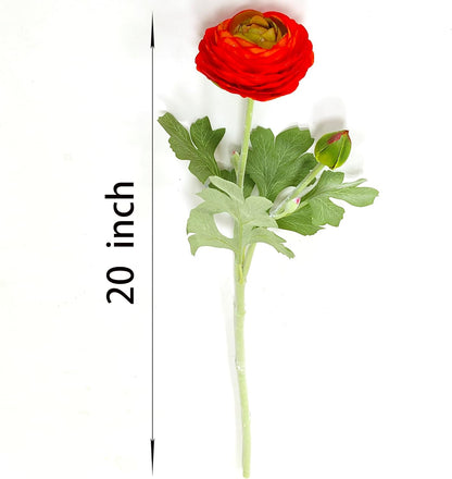 6 Pcs Purplish Red Ranunculus Artificial Flowers,Artificial Faux Silk Ranunculus Flowers with Real Touch Stems,Fake Peony Flowers for Floral Arrangements DIY Wedding Bouquet Party Table Home Decor