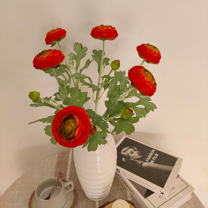 6 Pcs Purplish Red Ranunculus Artificial Flowers,Artificial Faux Silk Ranunculus Flowers with Real Touch Stems,Fake Peony Flowers for Floral Arrangements DIY Wedding Bouquet Party Table Home Decor